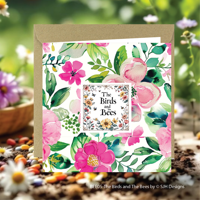 The Birds and the Bees Greetings Card by SJH Designs