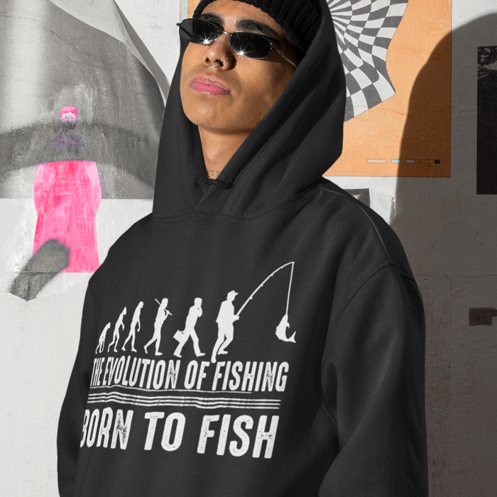 Evolution of fishing, Born to fish. Fishing Humour Hoodie