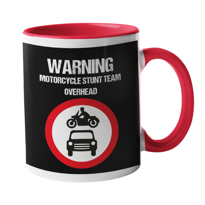 Motorcycle Stunt Team Overhead Motorbikes Mug