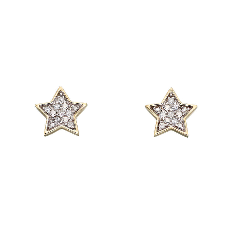 Elements Gold Star Stud Earrings with Diamonds