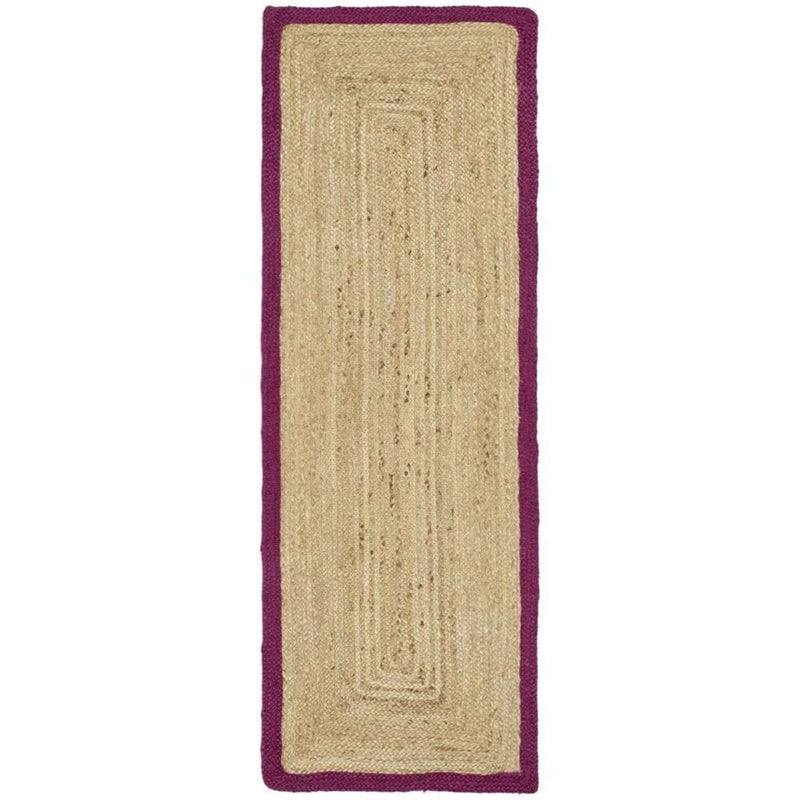 Bordered Raspberry Jute Rug