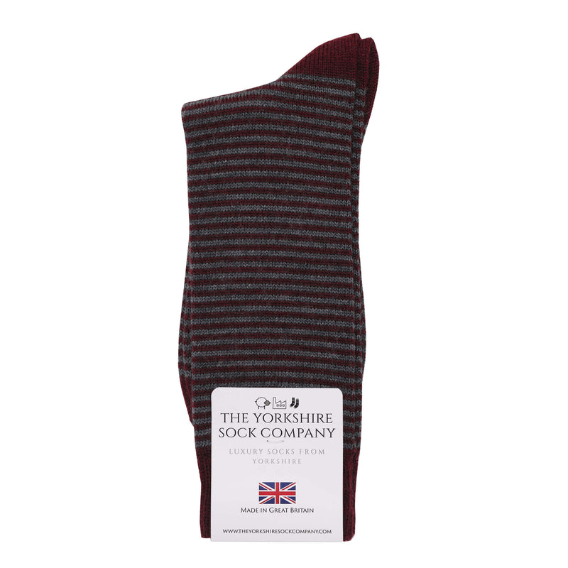 Harewood Fine Stripe Luxury Merino Everyday Socks - 6 Pair Bundle (£14 per pair)