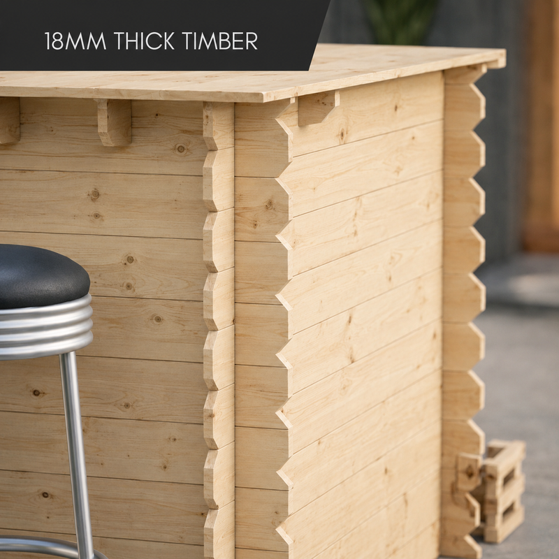Rustic Wooden Interlock Corner Bar - 110cm High