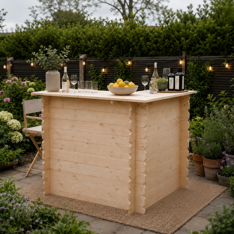 Rustic Wooden Interlock Corner Bar - 110cm High