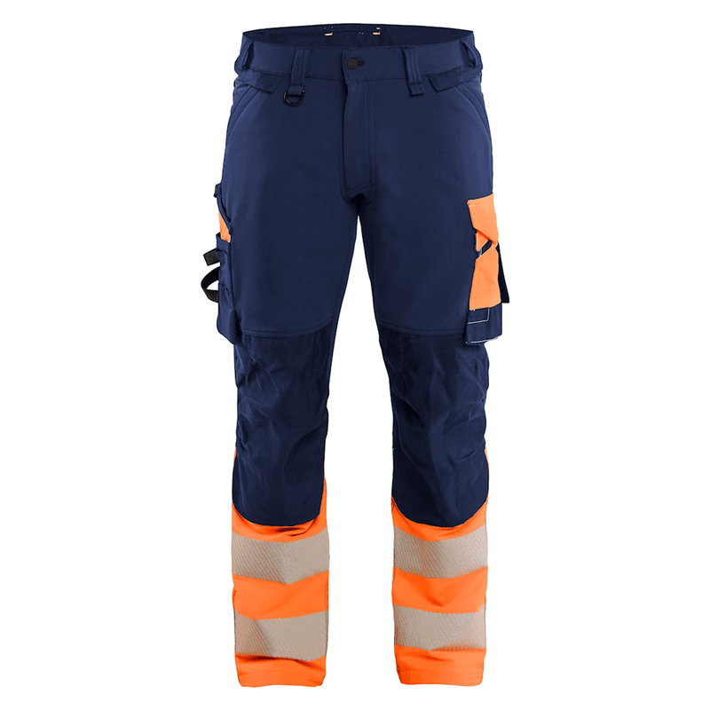 Blaklader 1126 Hi-Vis 4-Way Stretch Kneepad Trousers Navy/Orange