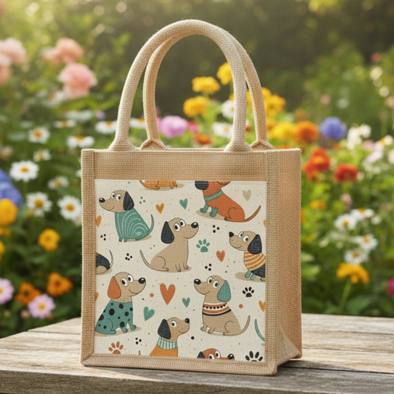 Playful Pups Jute Bag