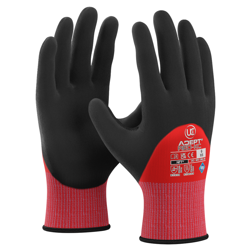 Adept KC Red Knuckle Coated NFT Gloves (10 Pack)