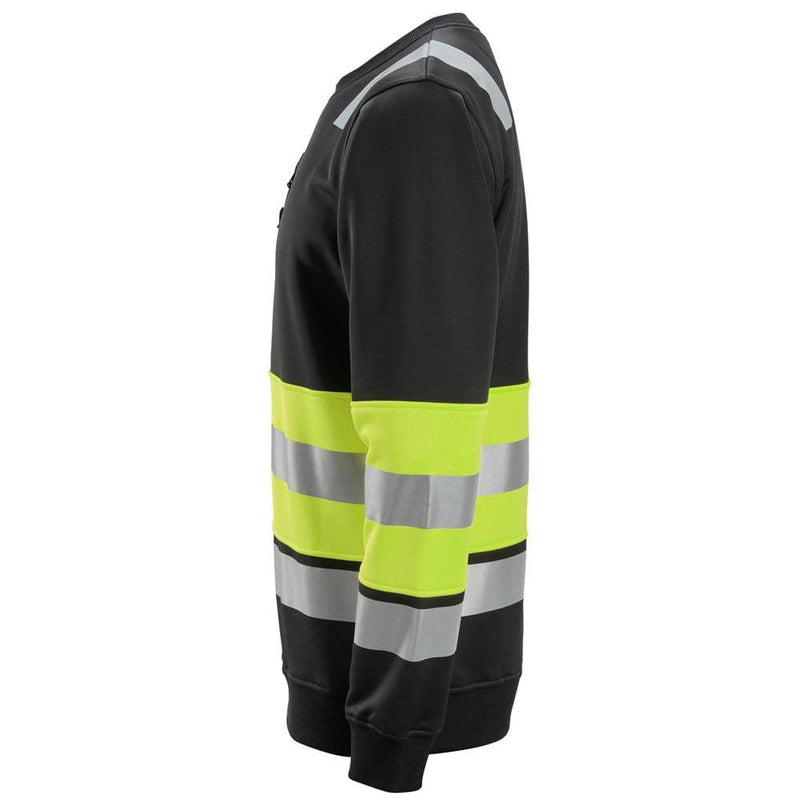Snickers 8031 High-Vis Class 1 Sweatshirt Black/Yellow 3XL