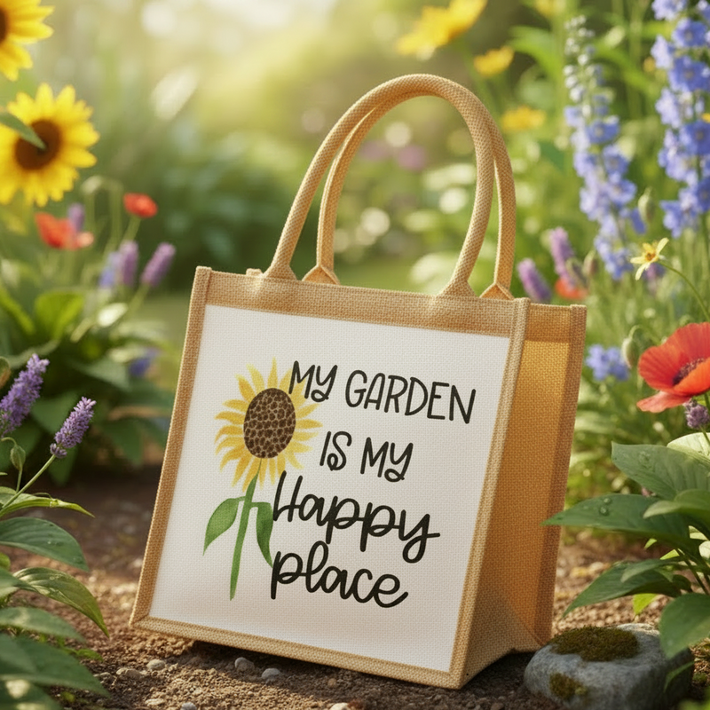 My Garden Is My Happy Place Jute Bag