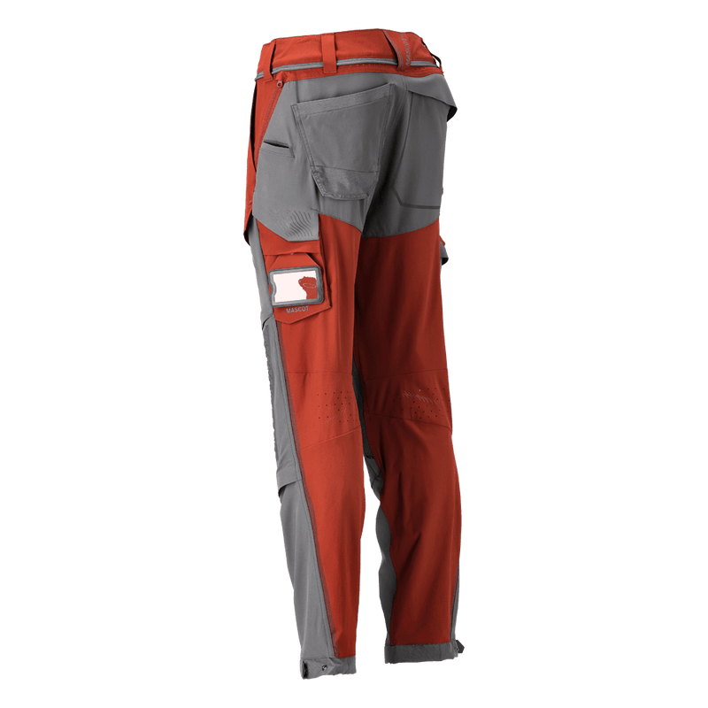 Mascot 22279 Ultimate Stretch Click System Pocket Trousers Autumn Red / Stone Grey