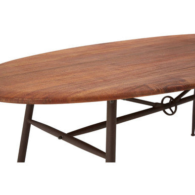 Black and Natural Wooden Oval dining Table with Metal Legs, New Foundry