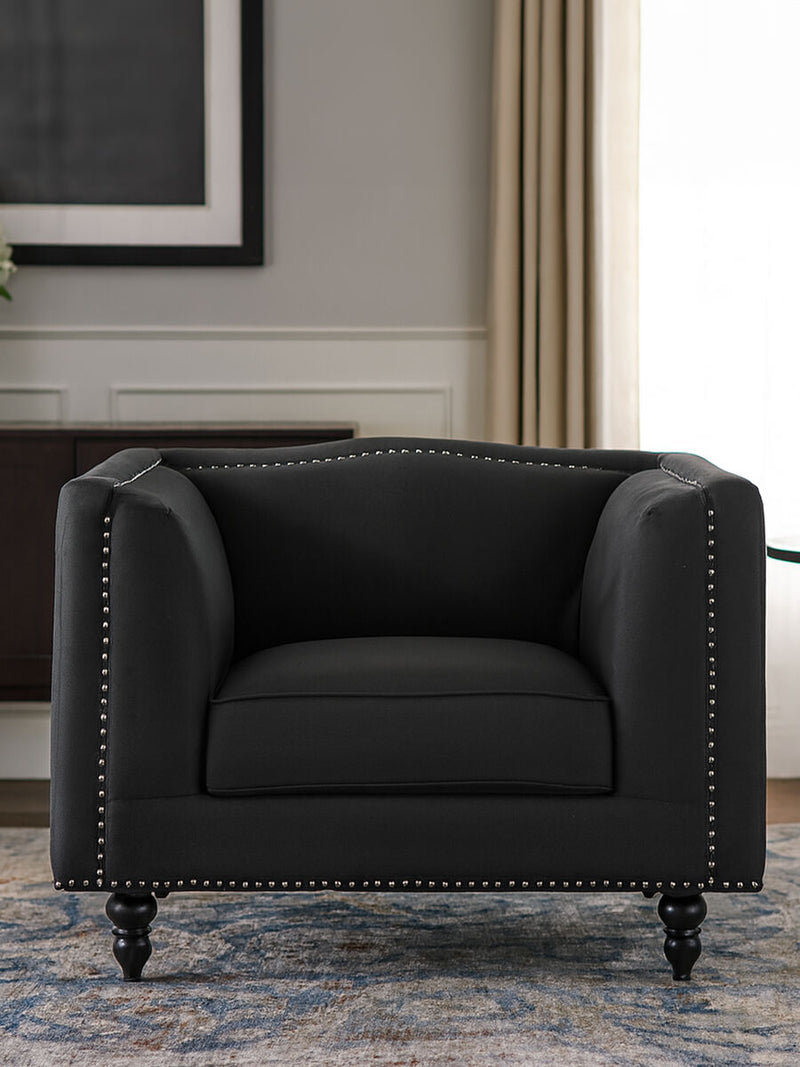 Feya Black Fabric Chair with Stud Detail