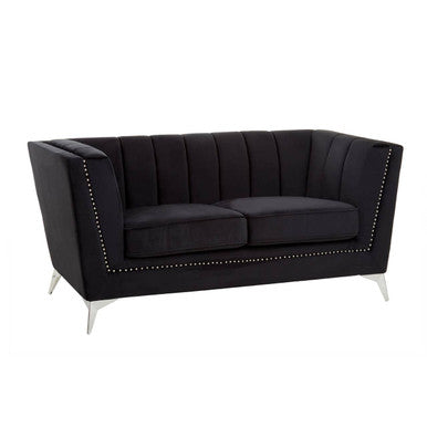 2 Seater Black Velvet Sofa, Hansa