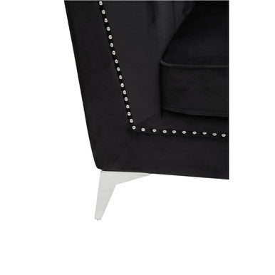 2 Seater Black Velvet Sofa, Hansa