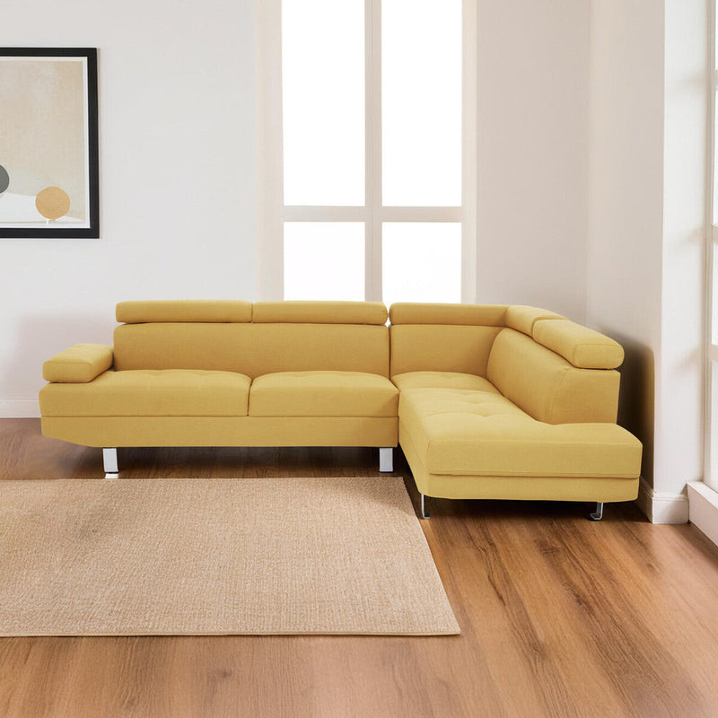 Ochre Linen Corner Sofas, Hanover