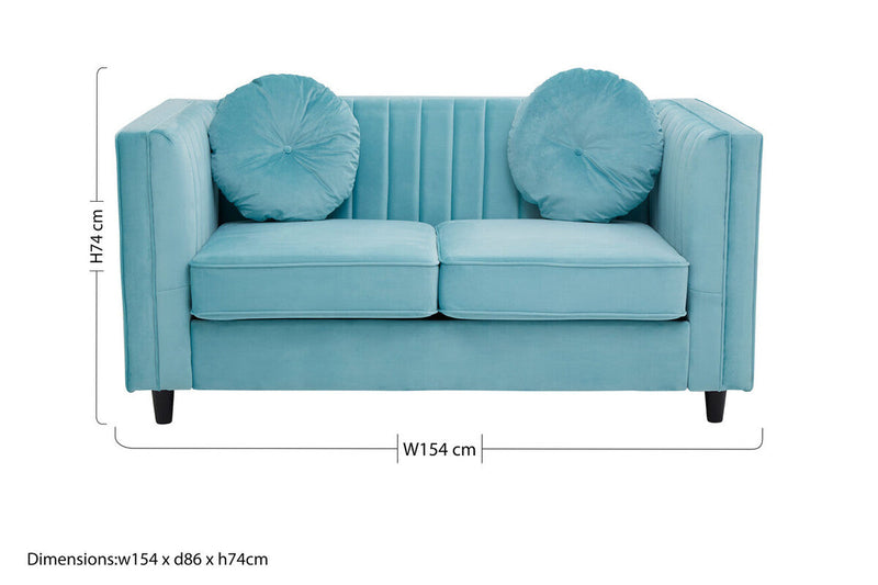 2 Seater Green Velvet Sofa, Farah