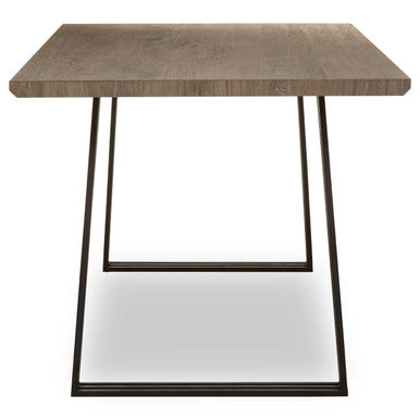 Brown Veneer Rectangular Dining Table with Metal Frame, Adele