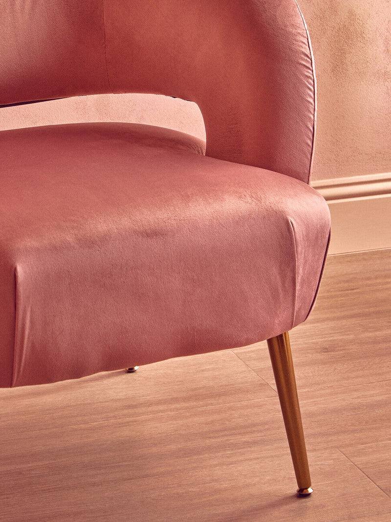 Larissa Pink Velvet Curved Accent Chair