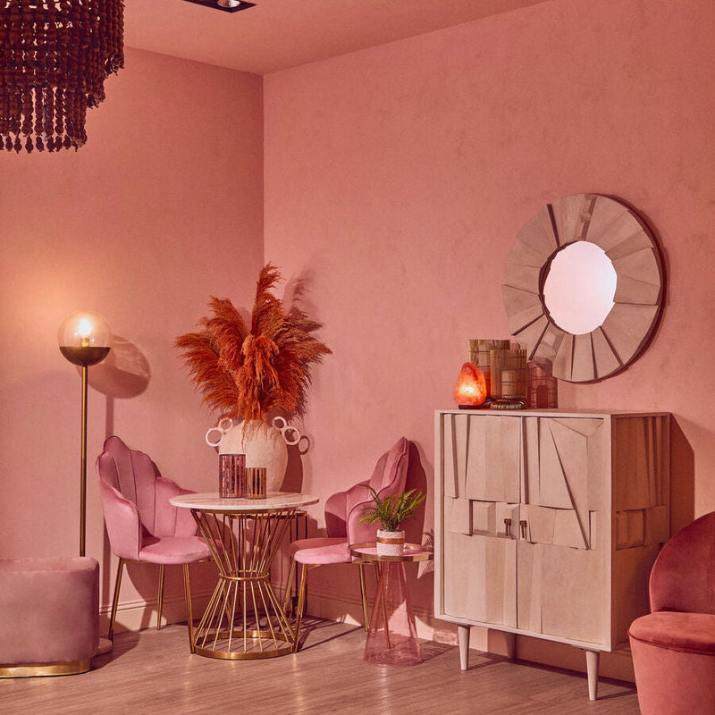 Tian Pink Velvet Dining Chair With Gold Metal Legs