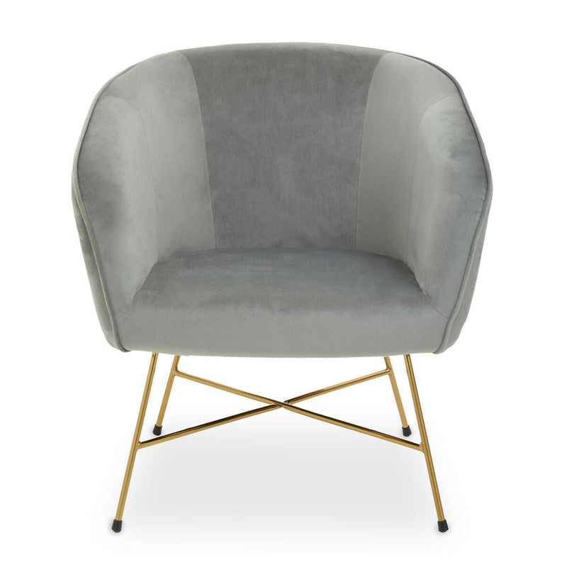 Stockholm Grey Velvet Curved Accent Chair