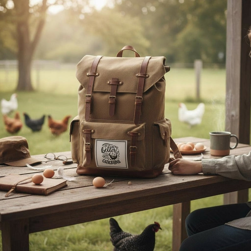 Life Is Better With Chickens Twin Handle Roll Top Laptop Backpack