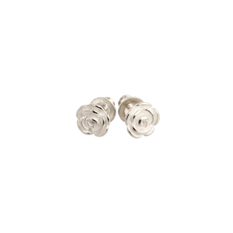 Rose Flower Silver Stud Earrings
