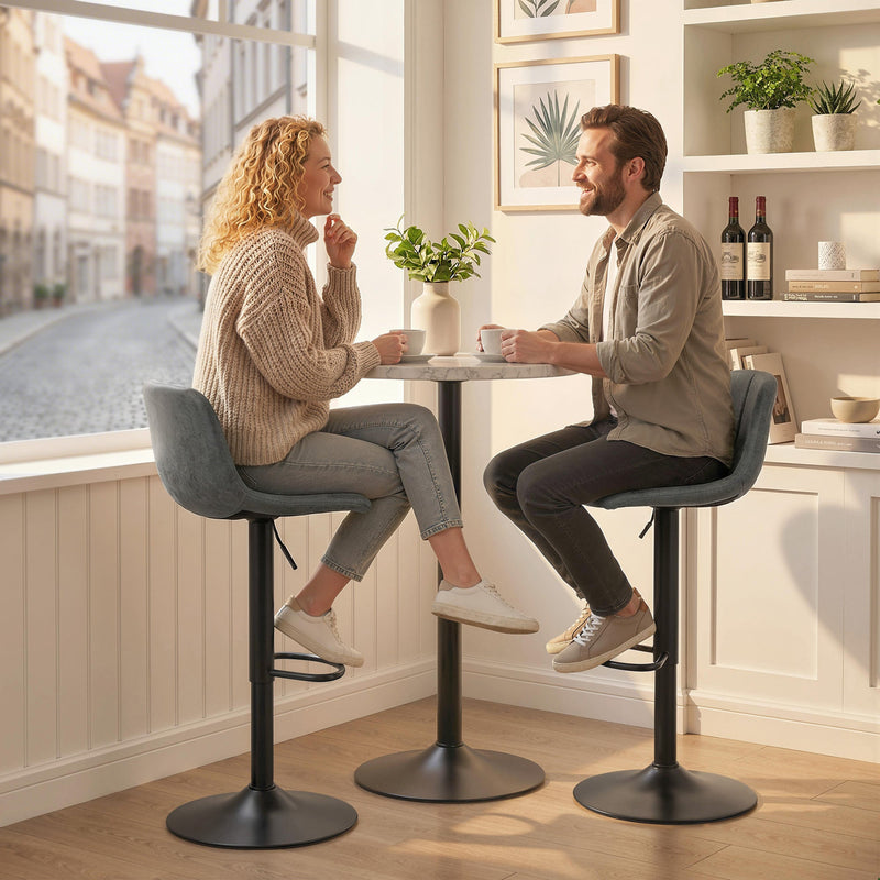 HOMCOM Bar Stools Set of 2, Modern Swivel Barstools with Footrest for Kitchen Island and Dining Room, Grey