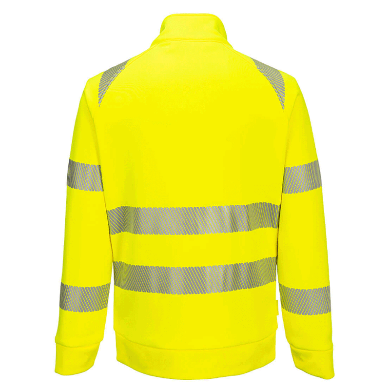 Portwest DX477 Hi-Vis Funnel Neck Full Zip Hooded Sweatshirt