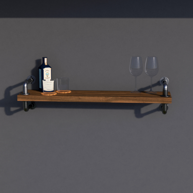 Industrial Home Bar Counter - Dark Oak