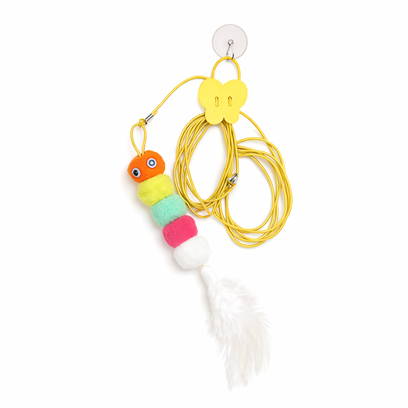 Cat Hanging Cat Toy – Hanging Door Elastic Rope Cat Stick with Feather & Plush Toys