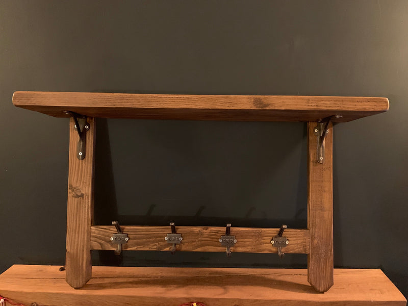 Rustic Railway Shelf with Hooks