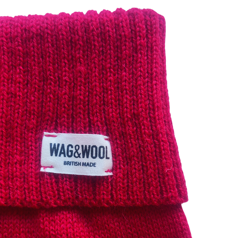 Cherry Red British Wool Dog Jumper