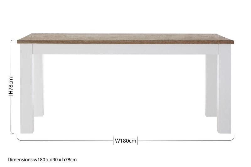 White Dining Table with Golden Oak Effect Tabletop, Hampstead