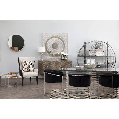 Silver Dining Table with Clear Tempered Glass Top, Vogue