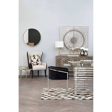 Silver Dining Table with Clear Tempered Glass Top, Vogue