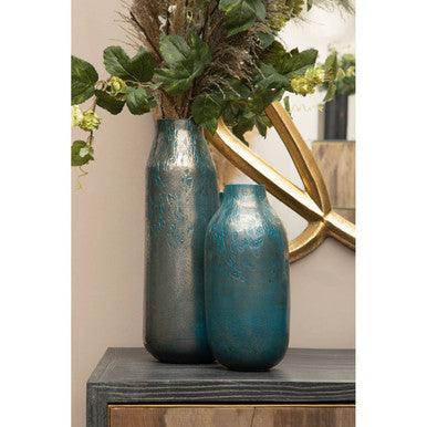 Caris Blue Speckled Glass Small Vase