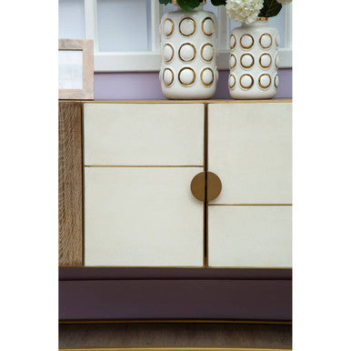 Curva Large White and Gold Ceramic Vase