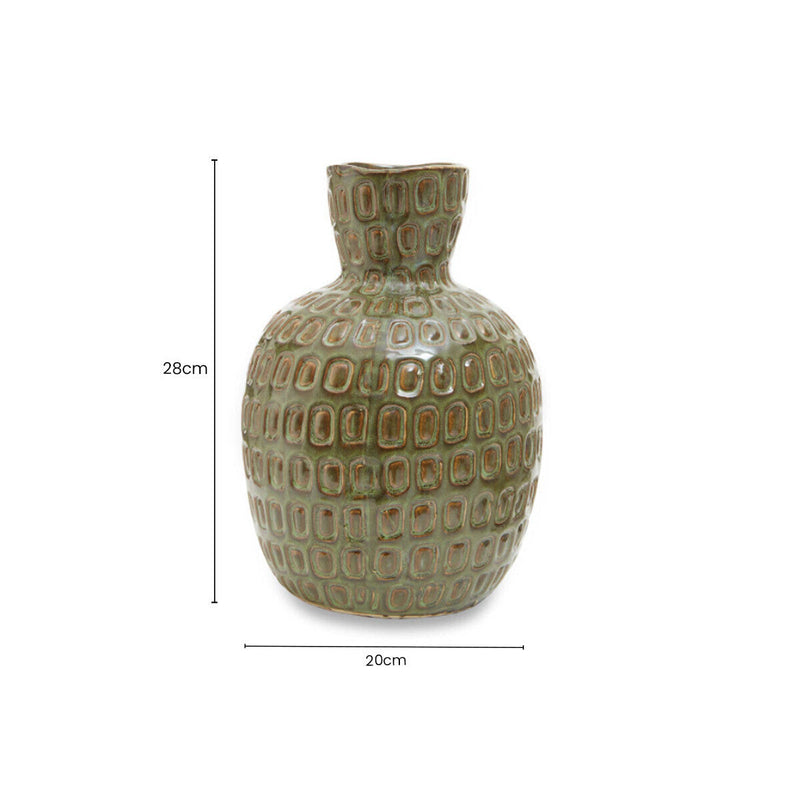 Yana Large Green Textured Ceramic Vase