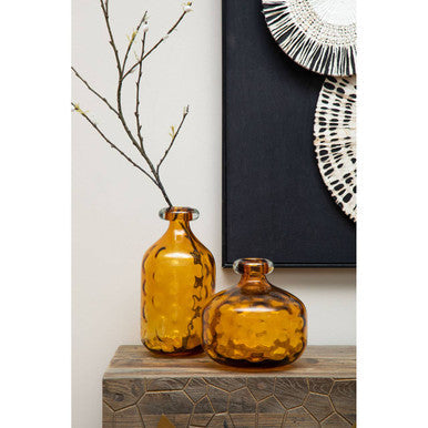 Huda Amber Tall Glass Bottle Vase