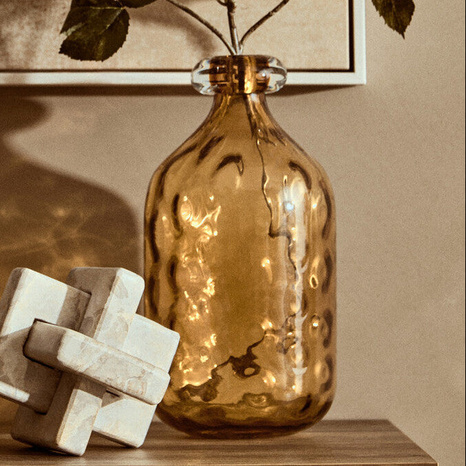 Huda Amber Tall Glass Bottle Vase