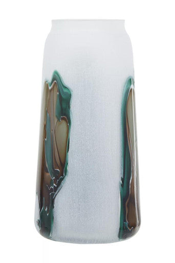 Hakan Tall Glass Vase with Marbled Design