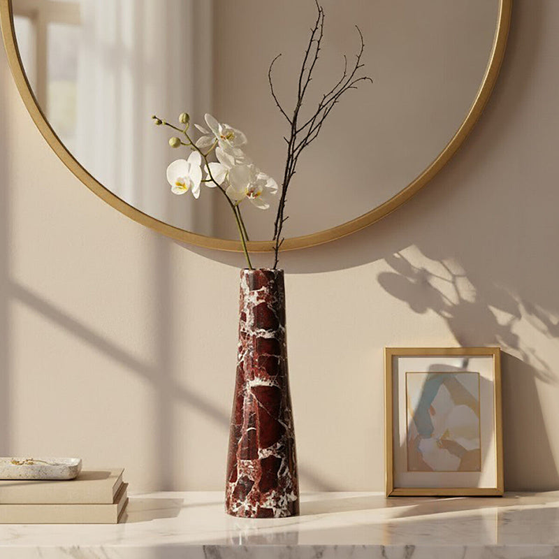 Salmo Red Marble Tapered Vase
