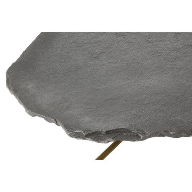 Grey Stone Top Coffee Table with Tripod Geometric Base, Rany