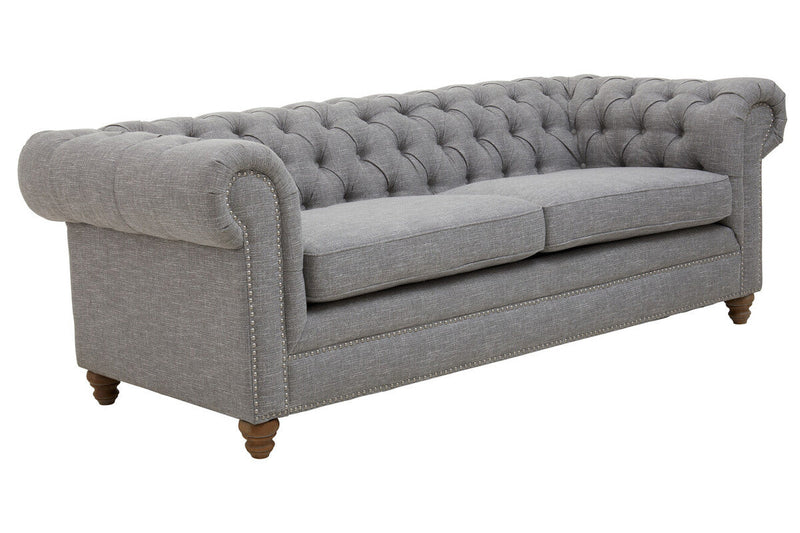 3 Seater Grey Linen Sofa, Stella