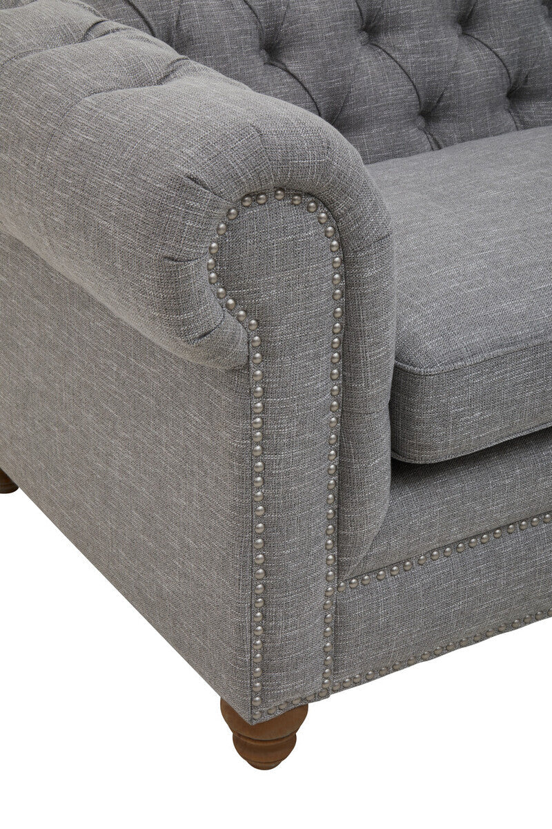 3 Seater Grey Linen Sofa, Stella