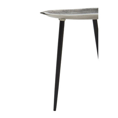 Set of 2 Silver Oak Effect Top Side Tables with Black Legs, Silva