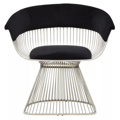 Vogue Black Velvet and Silver Frame Chair
