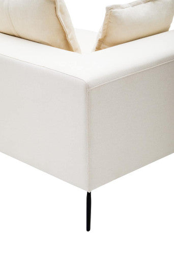 3 Seater Textured Fabric Cream Sofa, Avignon