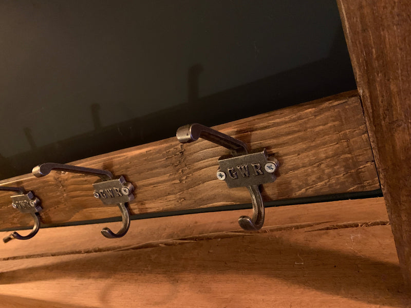 Rustic Railway Shelf with Hooks