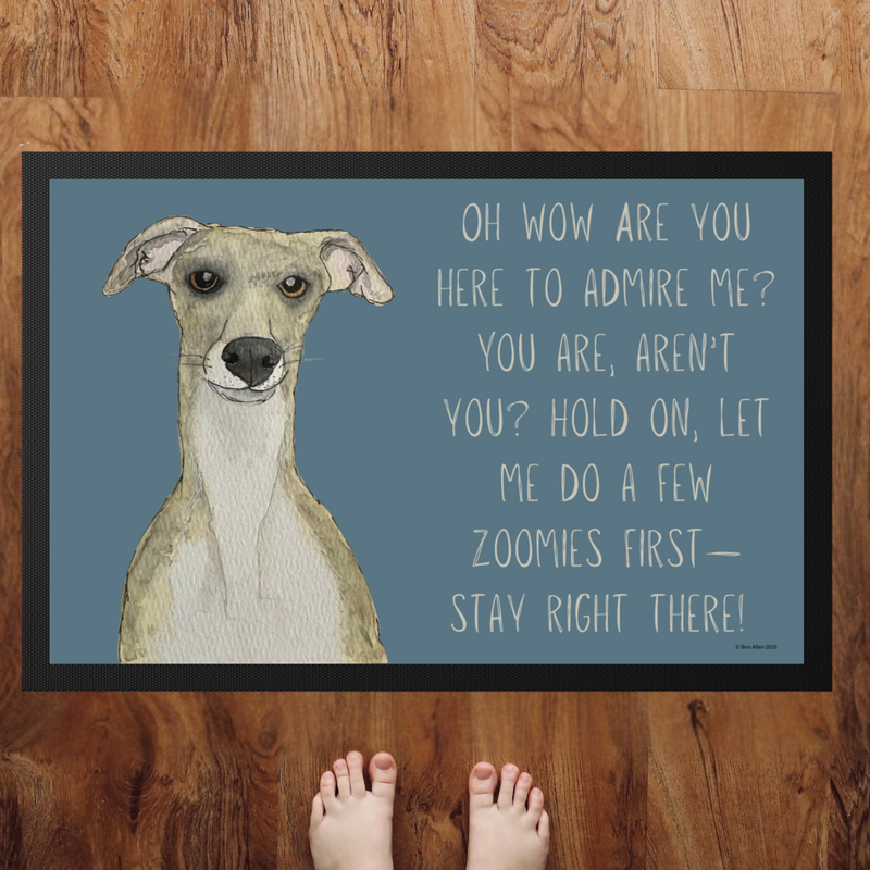Zoomies Welcome: Whippet Door Mat – The Ultimate Pet Greeting!